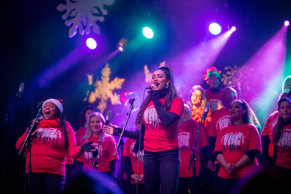 Choir performs on stage