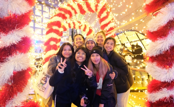 Group of teenaged girls pose together